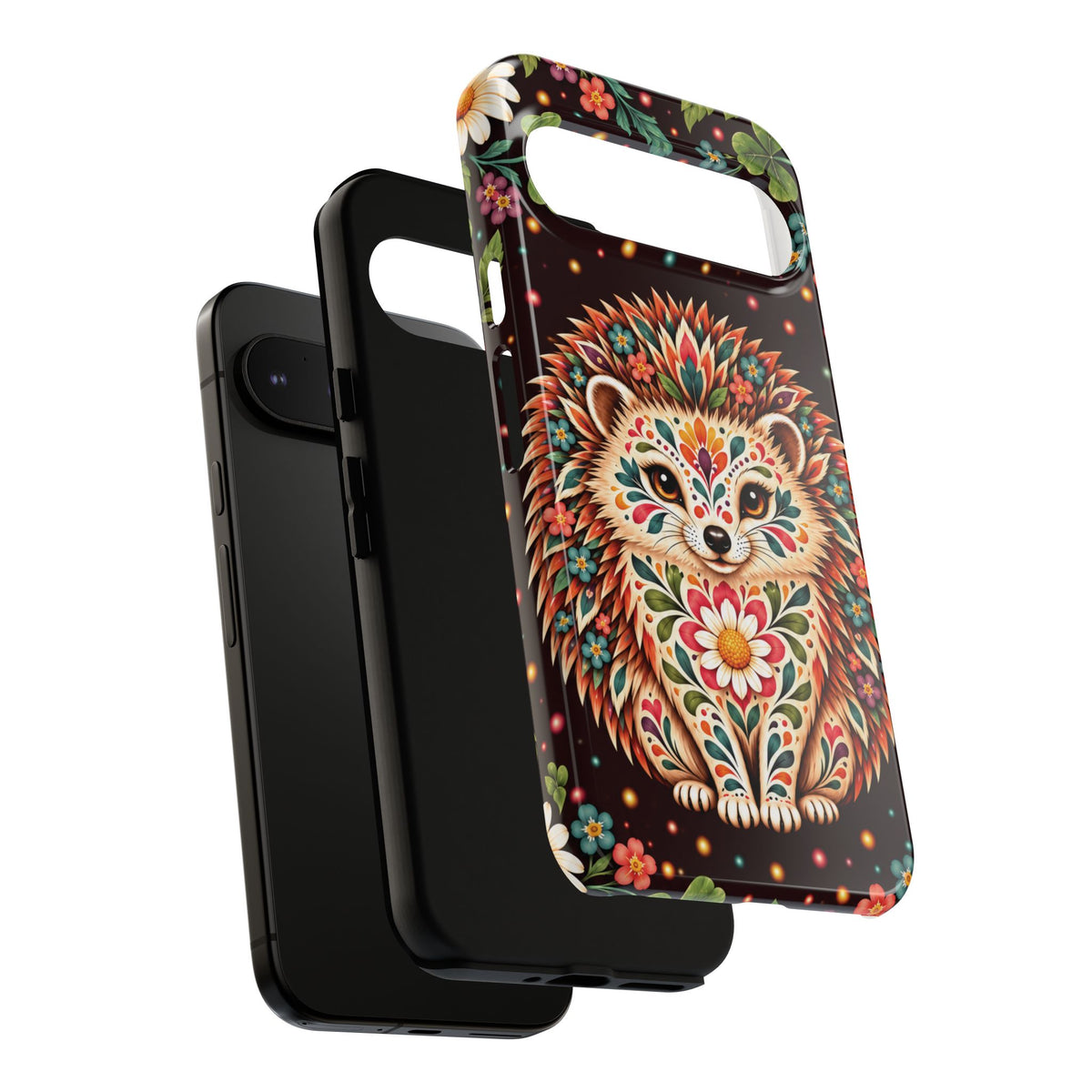 Vibrant Terracotta and Teal Calavera Hedgehog Phone Case - Multicolor Phone Case