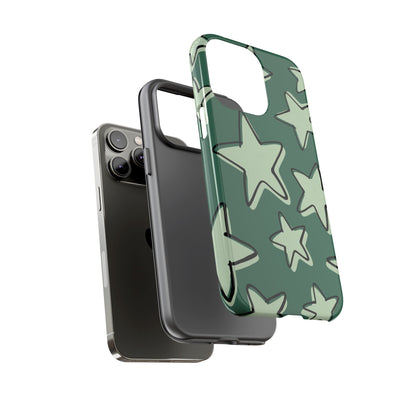 Forest Green Doodle Star Phone Case
