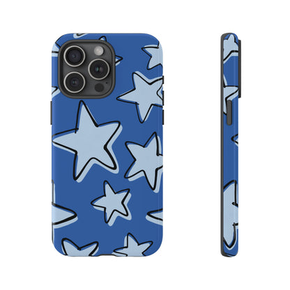 Cobalt Blue Doodle Star Phone Case