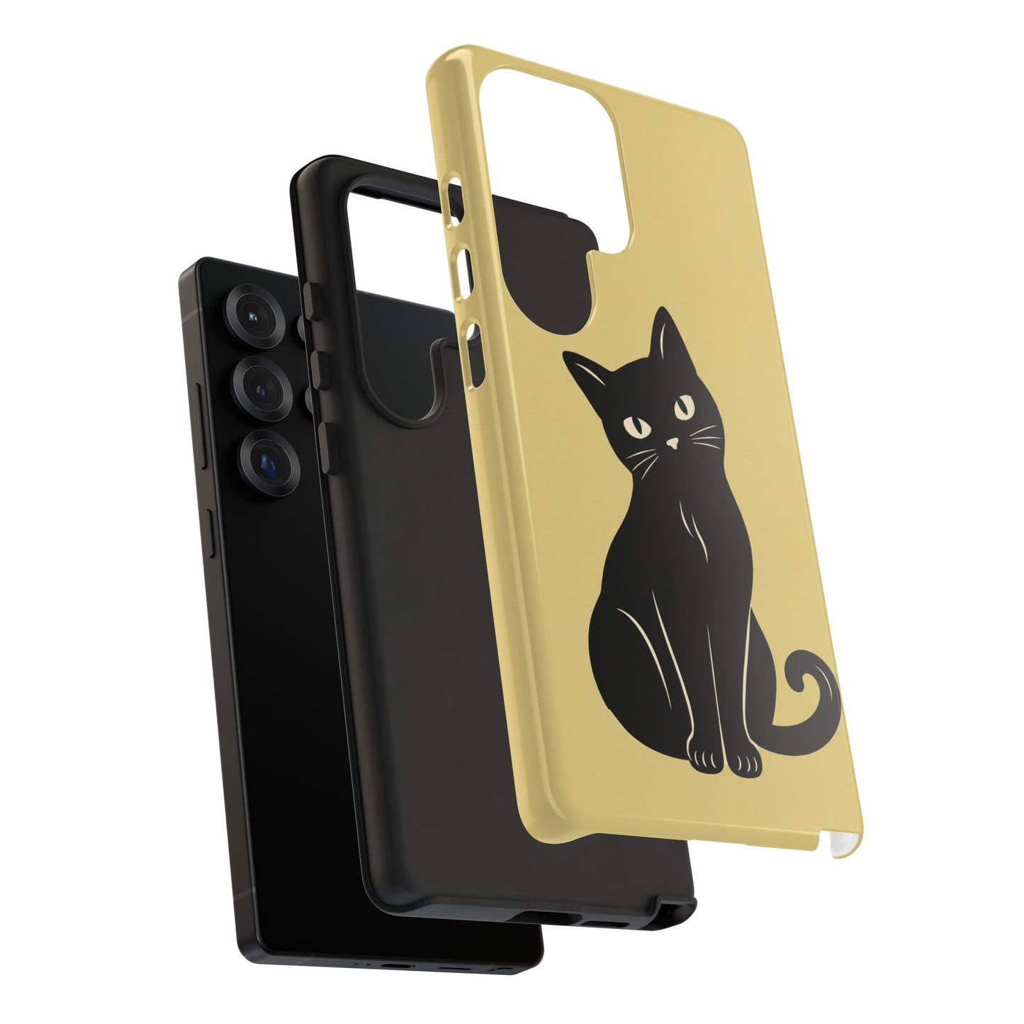 Minimalist Butter Yellow & Black Cat Phone Case