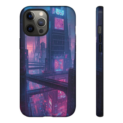 Neon Cyberpunk Megacity Sci-fi Phone Case - Blue Phone Case - iPhone 12 Pro Max / Glossy