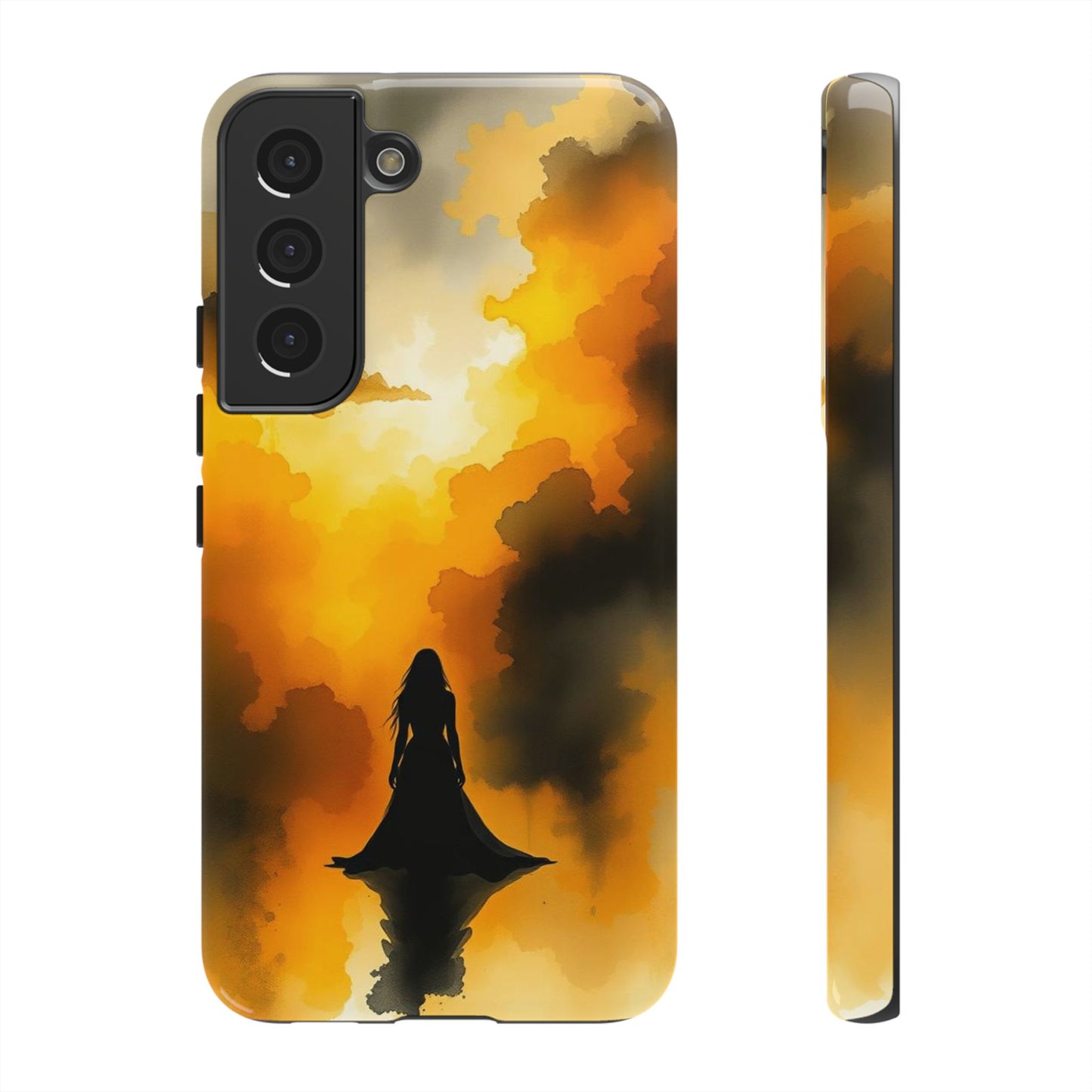 Samsung Galaxy S22 / Glossy Phone Case - Watercolour Gothic Woman in Black Phone Case