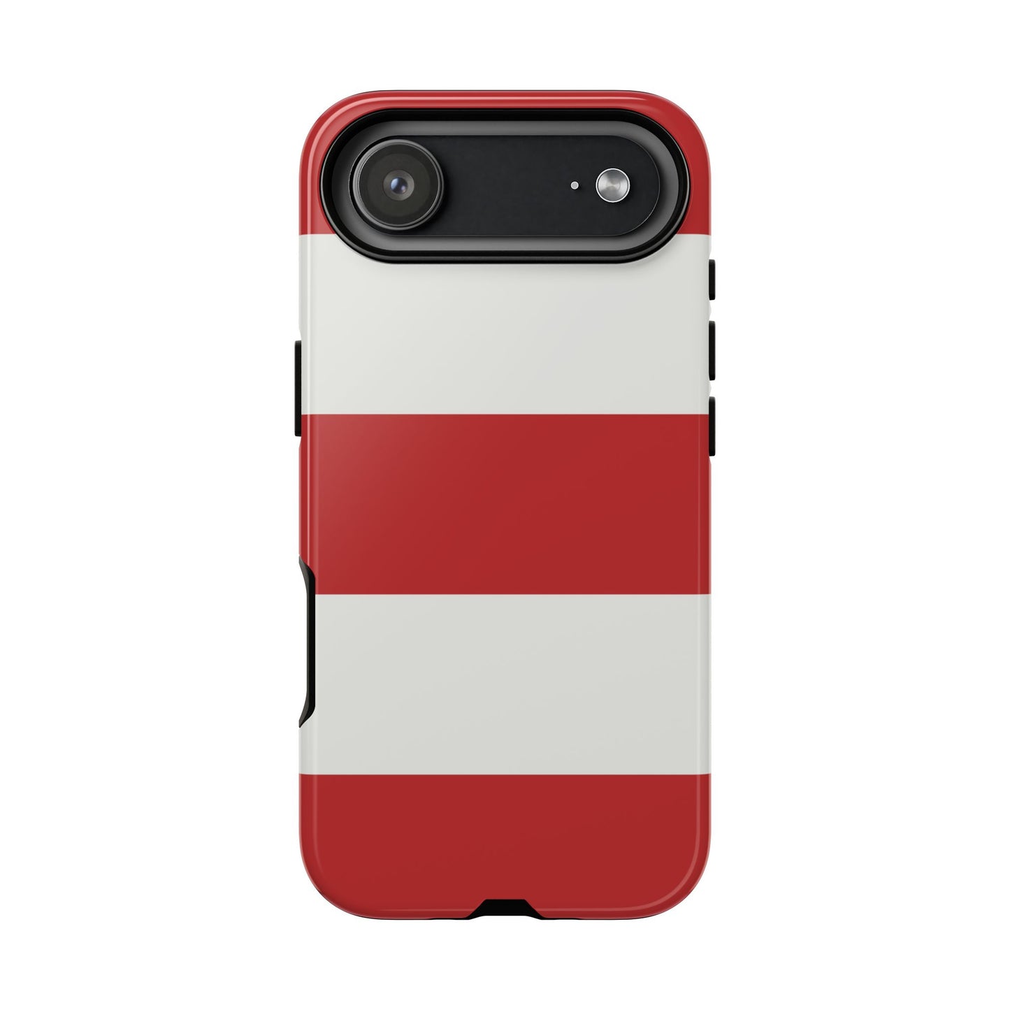 iPhone 17 Air / Glossy Phone Case - Red & White Horizontal Stripe Pattern Phone Case