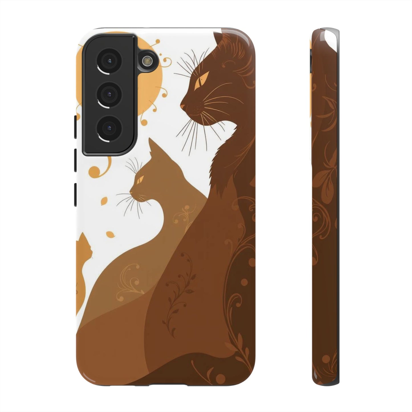 Samsung Galaxy S22 / Glossy Phone Case - Abstract Cat Pattern Design Phone Case
