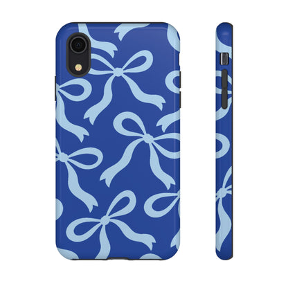 Bold Cobalt Blue and Powder Blue Bow Pattern Phone Case - Blue Phone Case - iPhone XR / Glossy