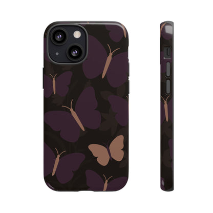 iPhone 13 Mini / Glossy Phone Case - Minimalist Purple Butterfly Pattern Phone Case