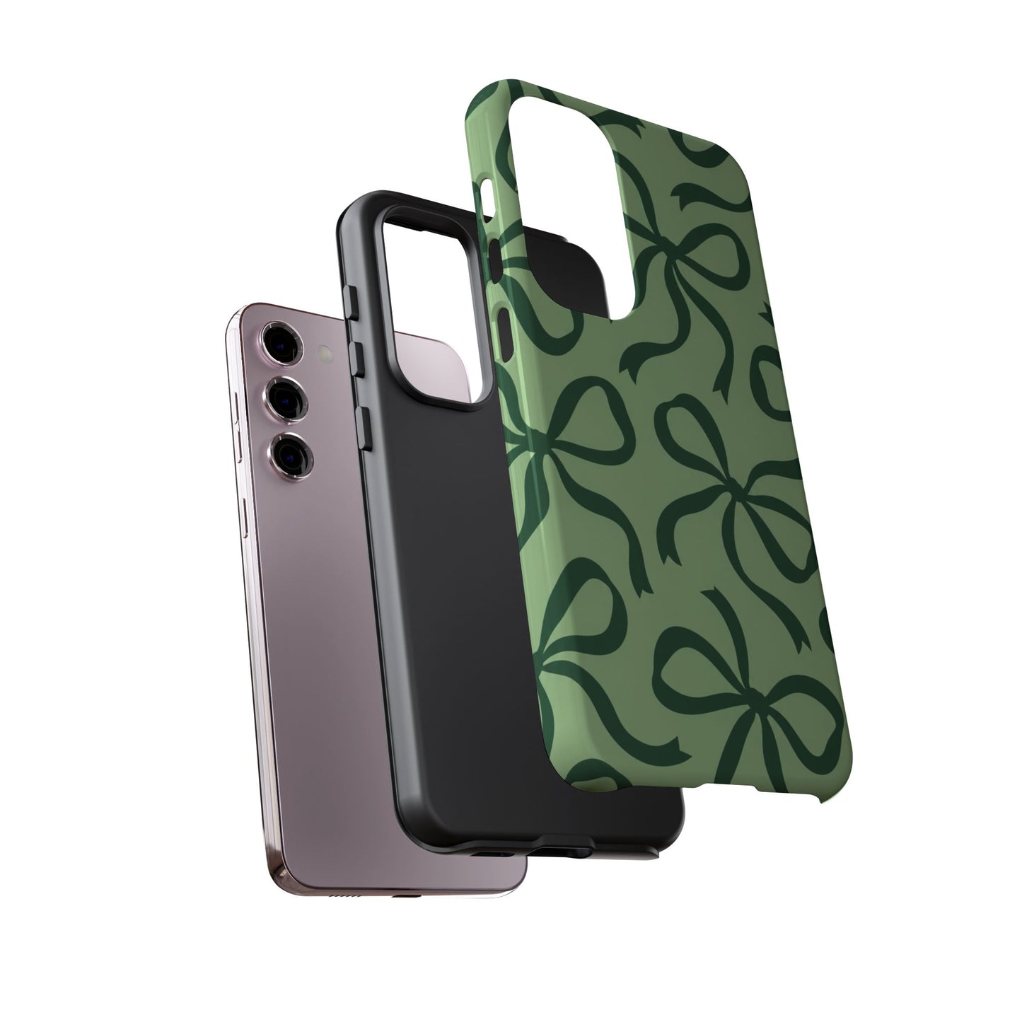 Bold Sage Green and Forest Green Bow Pattern Phone Case