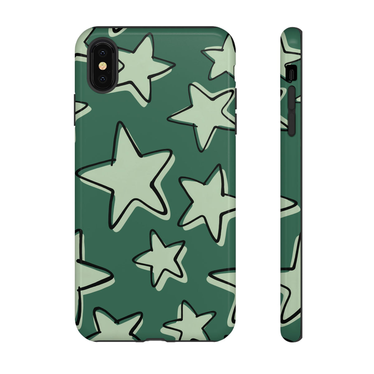 Forest Green Doodle Star Phone Case