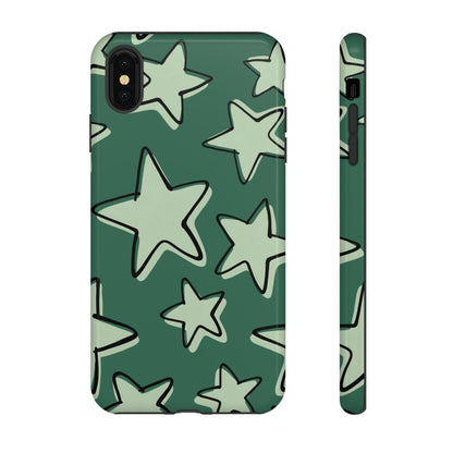 Forest Green Doodle Star Phone Case