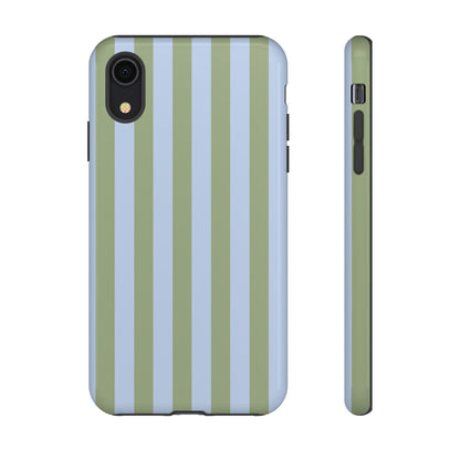 iPhone XR / Glossy Phone Case - Trendy Ice Blue & Green Stripe Pattern Phone Case
