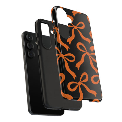 Bold Black and Burnt Orange Bow Pattern Phone Case - Black Phone Case