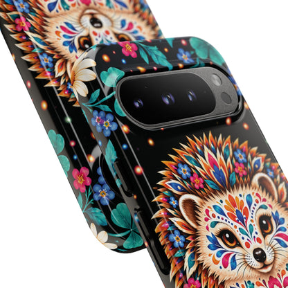 Vibrant Orange and Turquoise Calavera Hedgehog Phone Case - Multicolor Phone Case