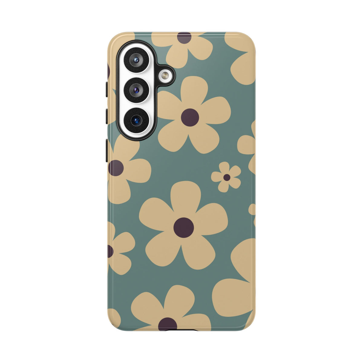 Cute Blue & Cream Daisy Pattern Phone Case - Blue Phone Case - Samsung Galaxy S26 Plus / Glossy