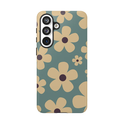 Cute Blue & Cream Daisy Pattern Phone Case - Blue Phone Case - Samsung Galaxy S26 Plus / Glossy