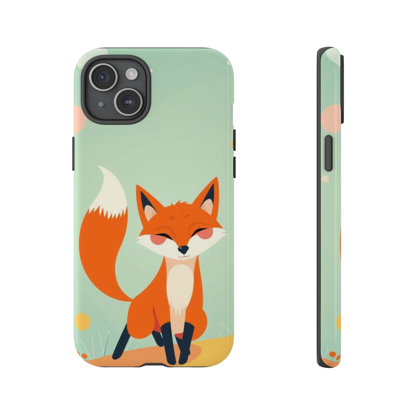 iPhone 15 Plus / Glossy Phone Case - Happy Fox Design Phone Case