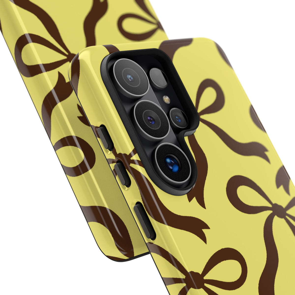 Bold Butter Yellow and Chocolate Brown Bow Pattern Phone Case - Yellow Phone Case