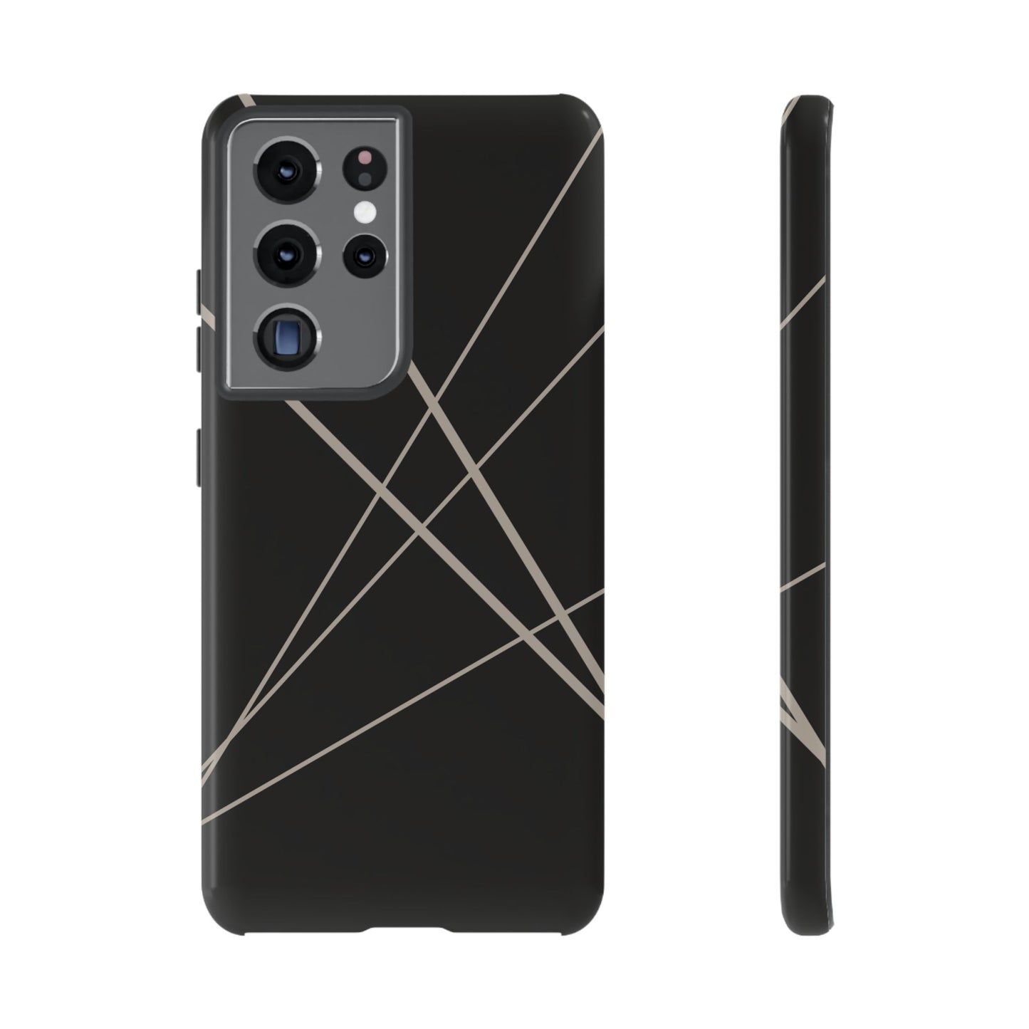 Samsung Galaxy S21 Ultra / Glossy Phone Case - Abstract Black with Grey Lines Phone Case