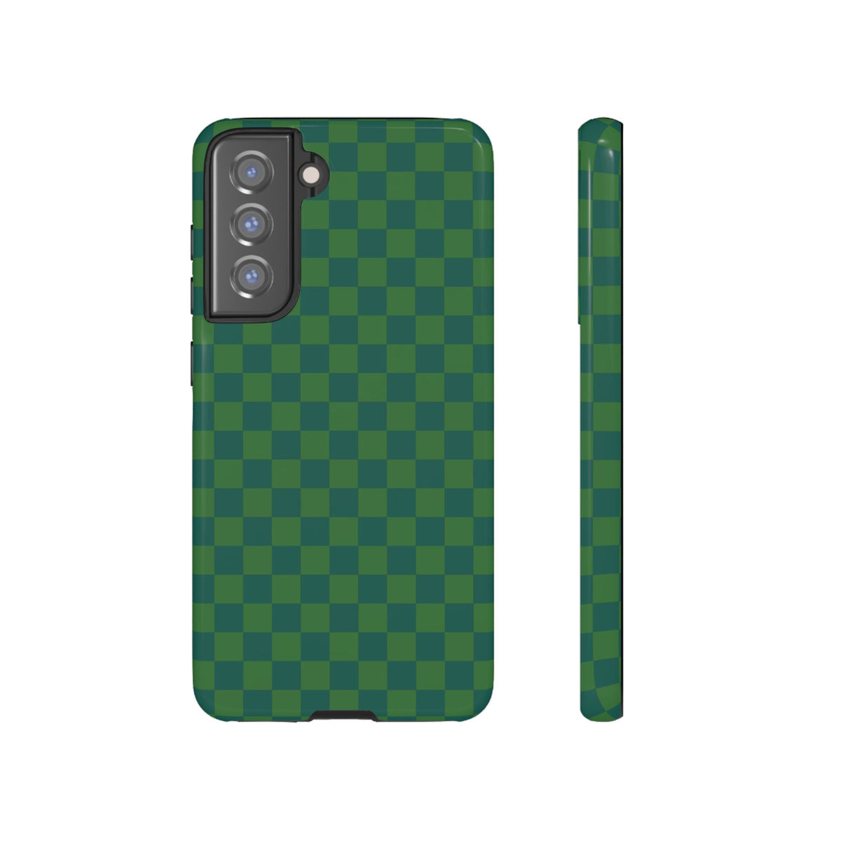 Bold Green Small Checked Pattern Phone Case - Green Phone Case - Samsung Galaxy S21 FE / Glossy