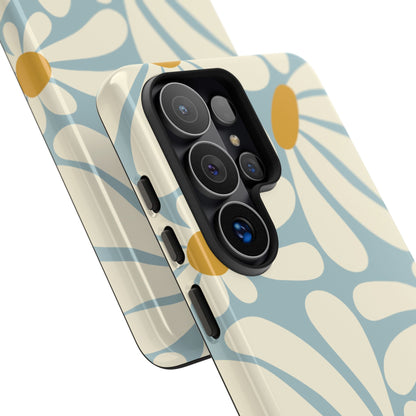 Retro Light Blue Daisy Pattern Phone Case - Blue Phone Case