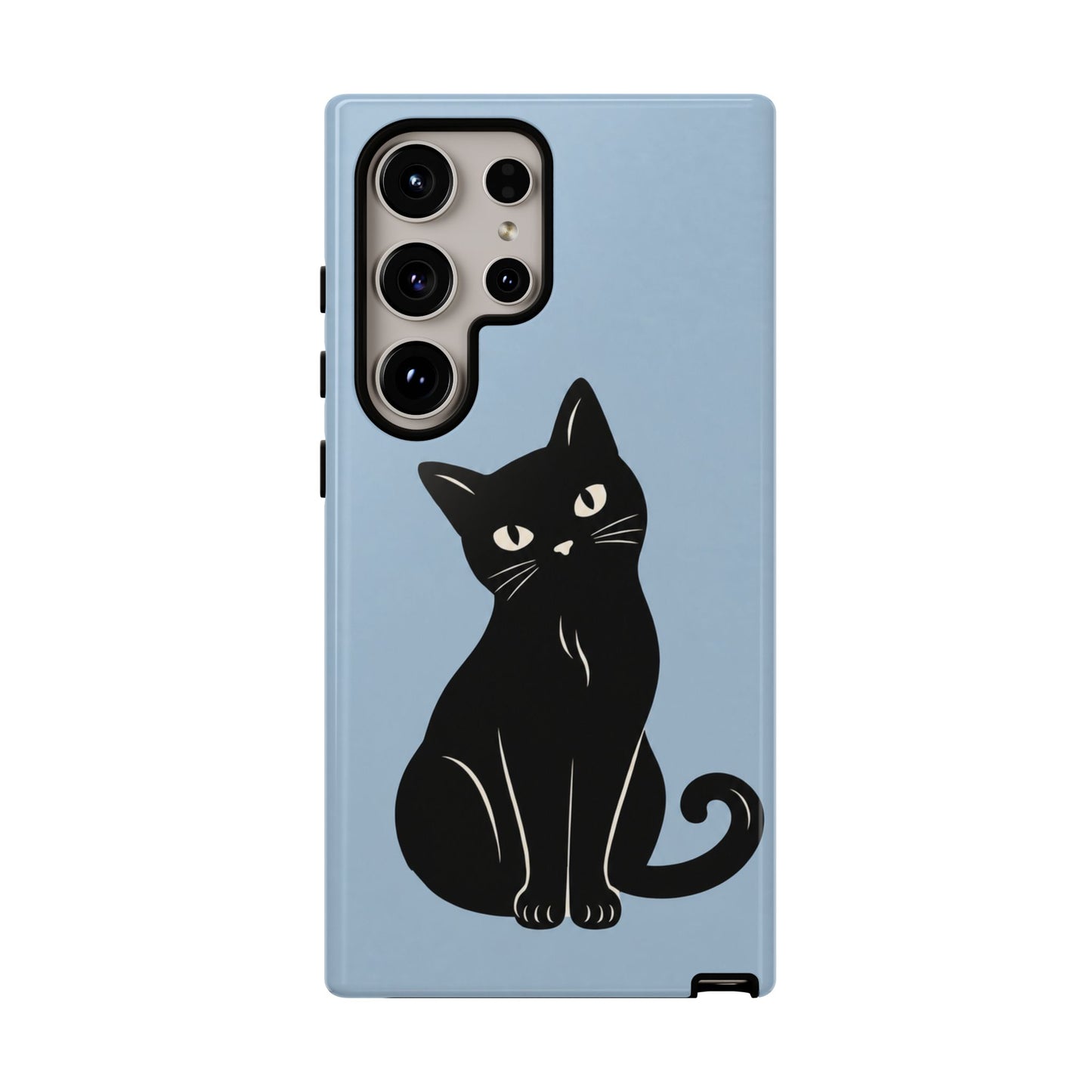 Minimalist Powder Blue & Black Cat Phone Case