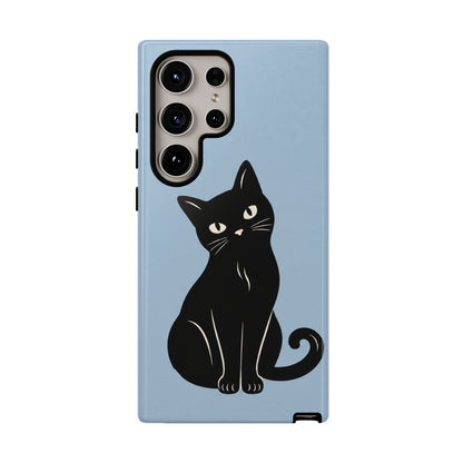 Minimalist Powder Blue & Black Cat Phone Case