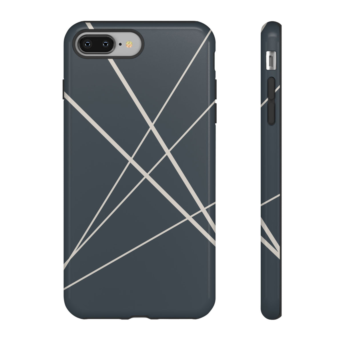 Abstract Blue with Beige Lines Phone Case - Blue Phone Case - iPhone 8 Plus / Glossy