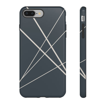 Abstract Blue with Beige Lines Phone Case - Blue Phone Case - iPhone 8 Plus / Glossy