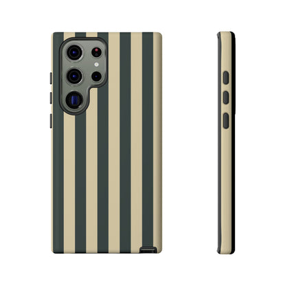 Samsung Galaxy S23 Ultra / Glossy Phone Case - ’Green & Beige Stripe Pattern’ Phone Case