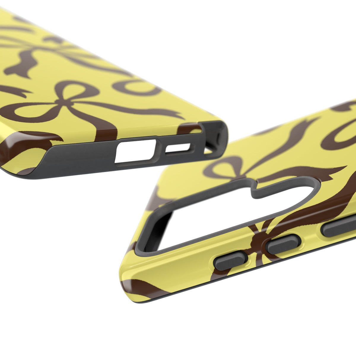Bold Butter Yellow and Chocolate Brown Bow Pattern Phone Case - Yellow Phone Case