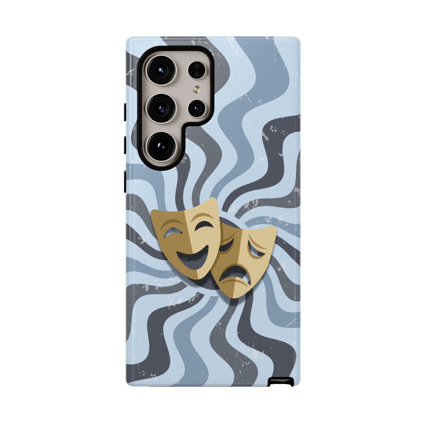 Comedy & Tragedy Masks – Blue Minimal Retro Wave Phone Case - Blue Phone Case - Samsung Galaxy S24 Ultra / Glossy