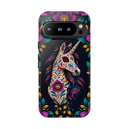 Elegant Purple and Teal Calavera Unicorn Phone Case - Phone Case - Google Pixel 9 Pro / Glossy