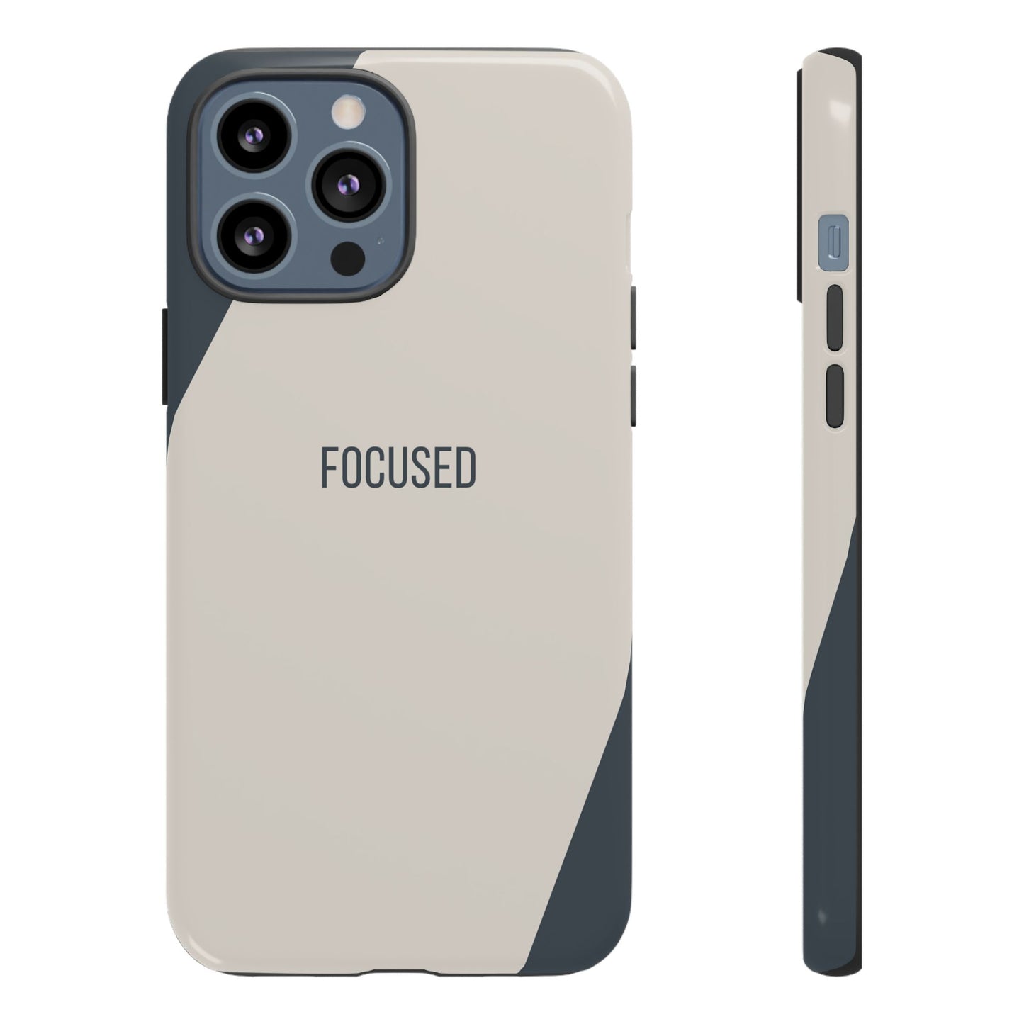 iPhone 13 Pro Max / Glossy Phone Case - Sassy Statement Case ’Focused’ in Beige & Blue