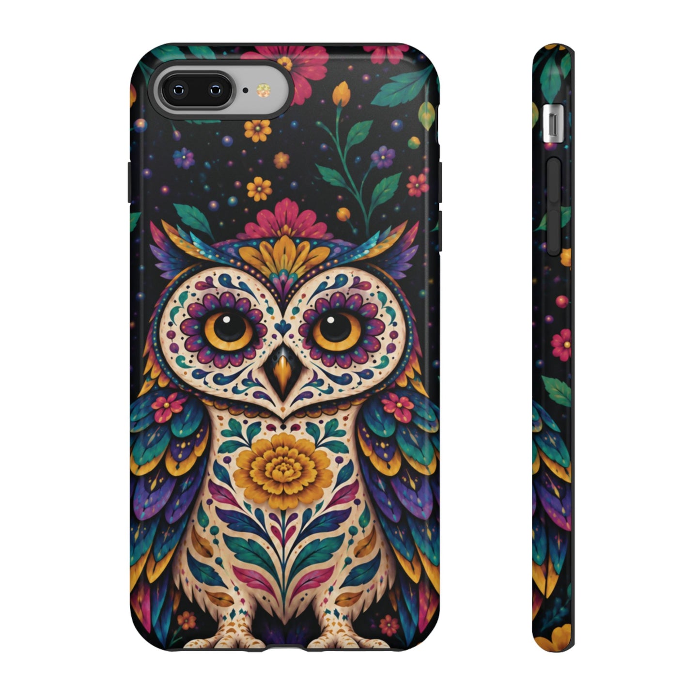 Vibrant Purple and Teal Calavera Owl Phone Case - Multicolor Phone Case - iPhone 8 Plus / Glossy