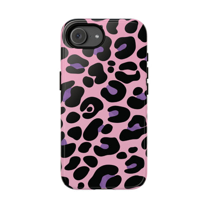 Pretty Pink & Lavender Leopard Print - Blue Phone Case - iPhone 17e / Glossy