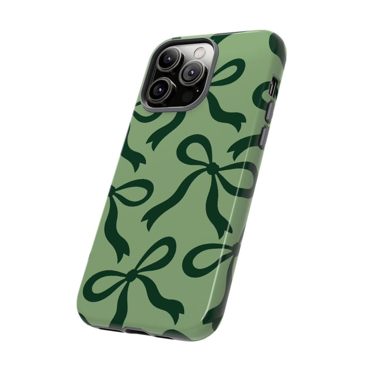 Bold Sage Green and Forest Green Bow Pattern Phone Case - Green Phone Case