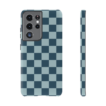 Blue Checked Pattern Phone Case - Blue Phone Case - Samsung Galaxy S21 Ultra / Glossy