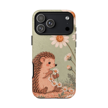 Whimsical Sage Green Hedgehog and Daisy Chain Phone Case - Green Phone Case - iPhone 17 Pro Max / Glossy