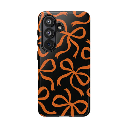 Bold Black and Burnt Orange Bow Pattern Phone Case