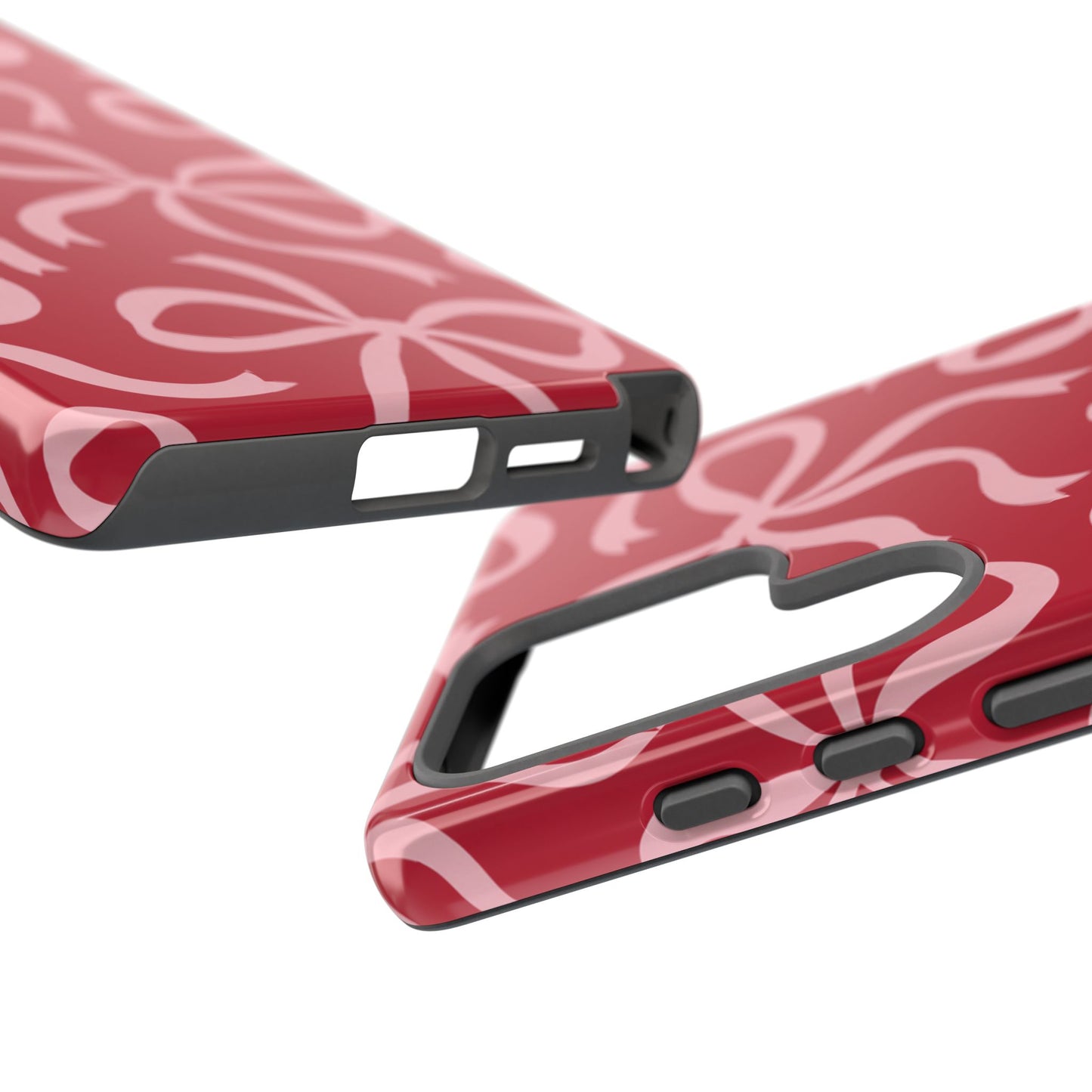 Bold Raspberry Red and Blush Pink Bow Pattern Phone Case