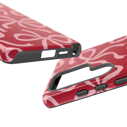 Bold Raspberry Red and Blush Pink Bow Pattern Phone Case