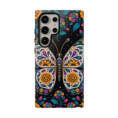 Vibrant Purple and Teal Calavera Butterfly Phone Case - Multicolor Phone Case - Samsung Galaxy S24 Ultra / Glossy