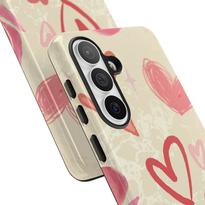 Cute Pink Heart & Rose Pattern Phone Case - Pink Phone Case