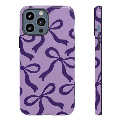 Bold Lilac and Deep Purple Bow Pattern Phone Case - Purple Phone Case - iPhone 13 Pro Max / Glossy