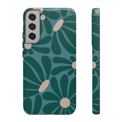 Samsung Galaxy S22 Plus / Glossy Phone Case - ’Retro Turquoise Daisy Pattern’ Phone Case