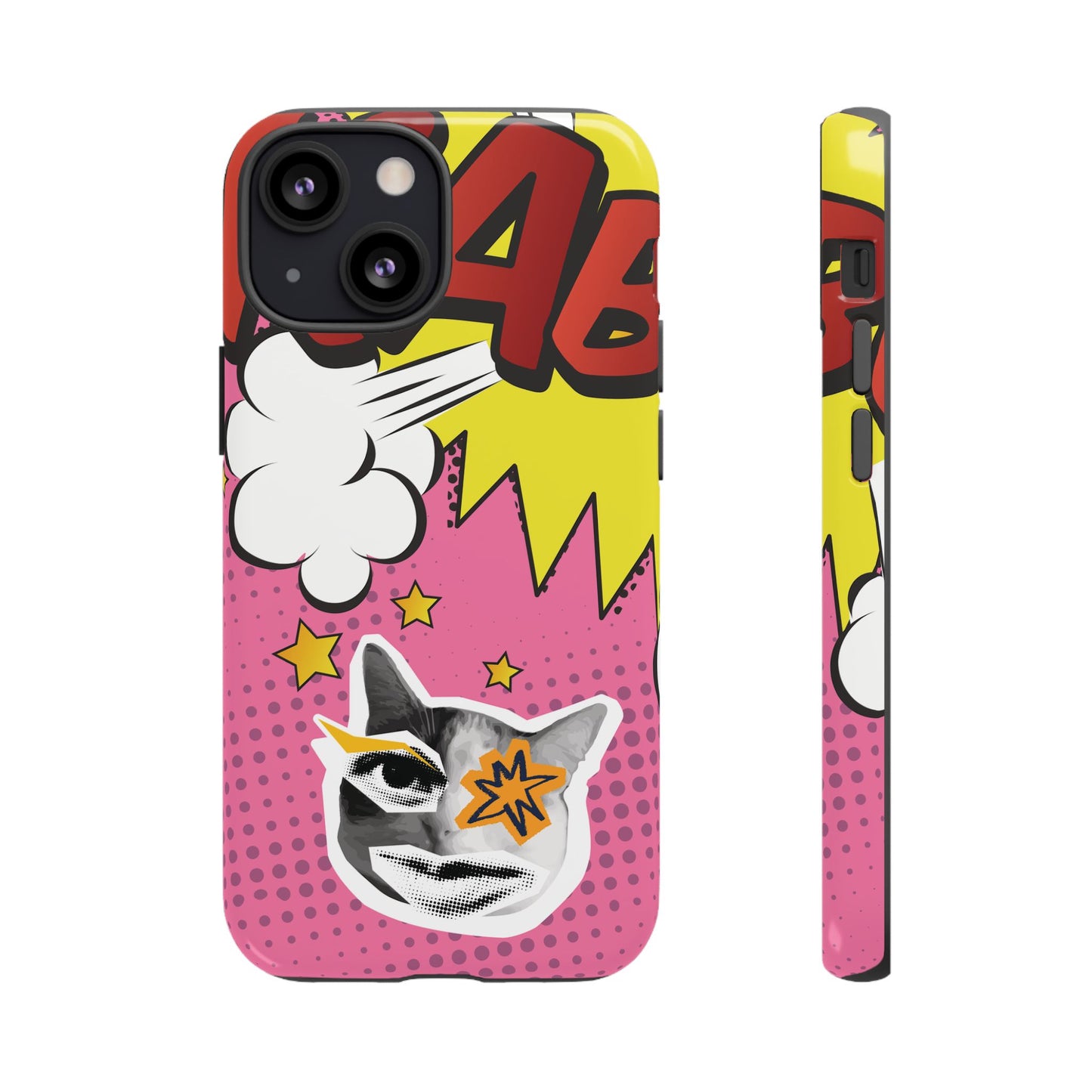 Bold Pink Pop Art Cat Phone Case - Pink Phone Case - iPhone 13 Mini / Glossy