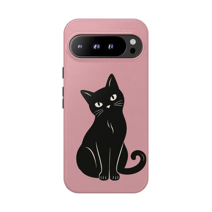 Minimalist Blush Pink & Black Cat Phone Case