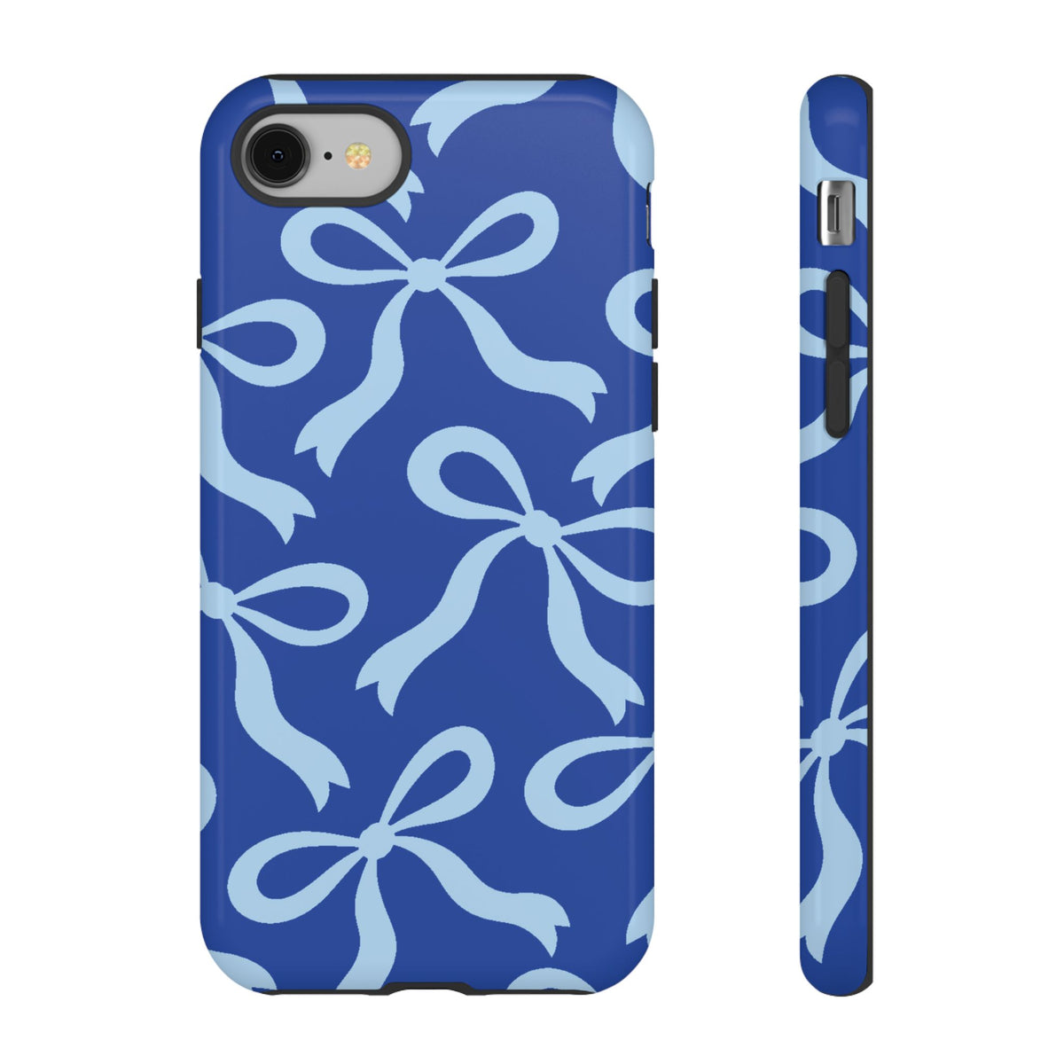 Bold Cobalt Blue and Powder Blue Bow Pattern Phone Case - Blue Phone Case - iPhone 8 / Glossy