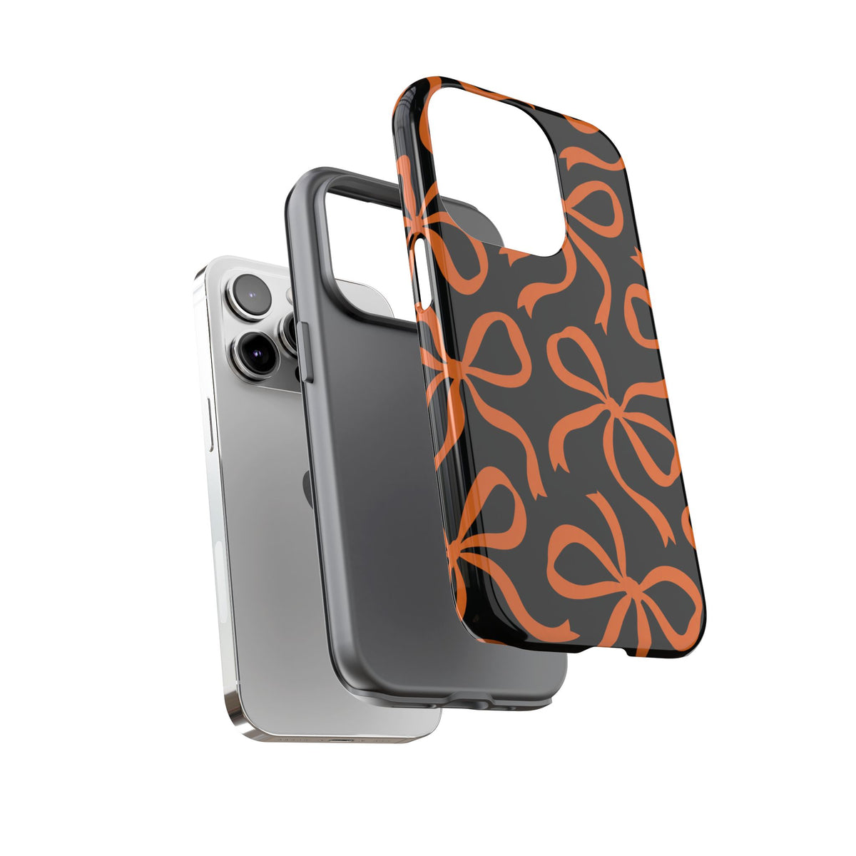 Bold Black and Burnt Orange Bow Pattern Phone Case