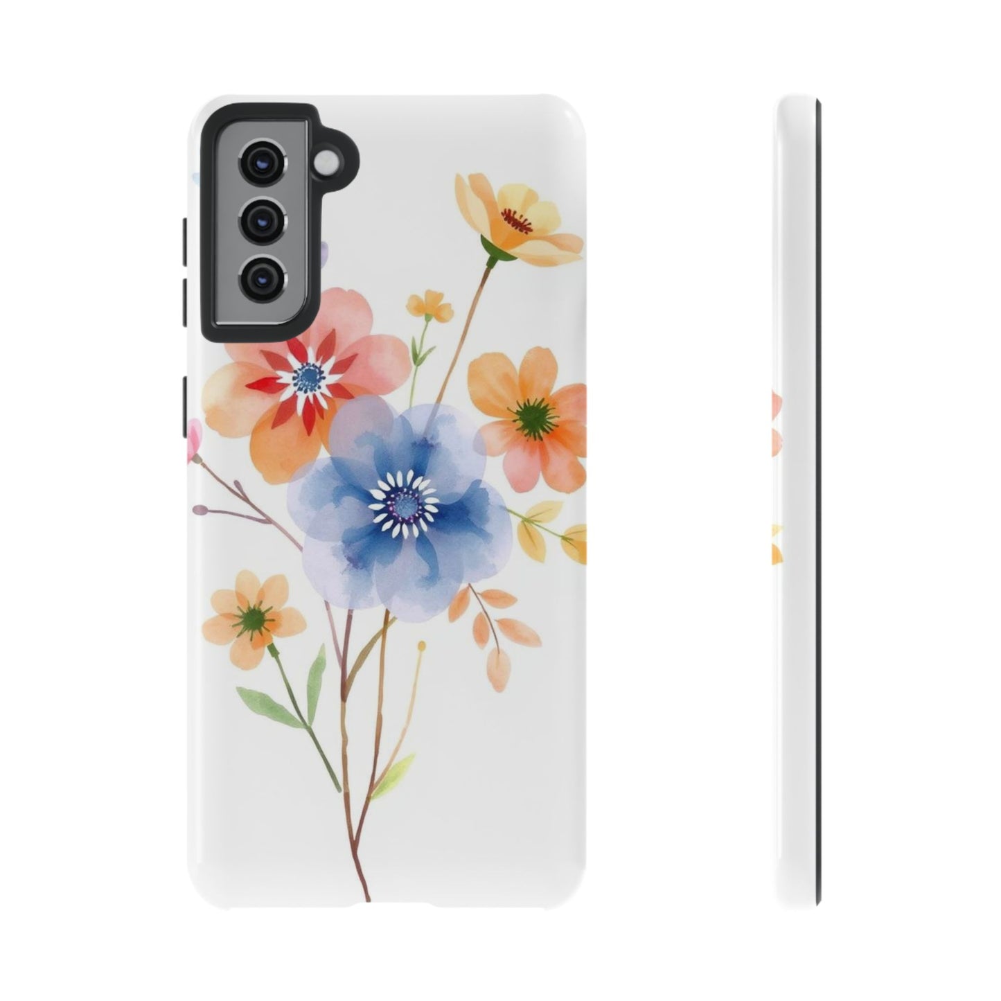 Samsung Galaxy S21 Plus / Glossy Phone Case - Boho Chic Watercolour Bouquet Pattern Phone Case