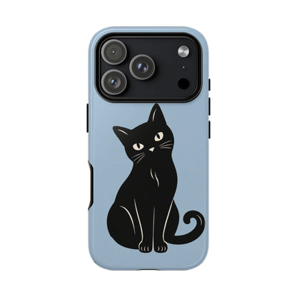 Minimalist Powder Blue & Black Cat Phone Case